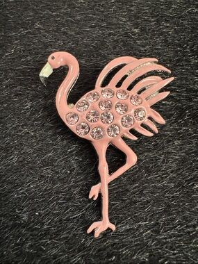 Pink Flamingo Rhinestone Brooch